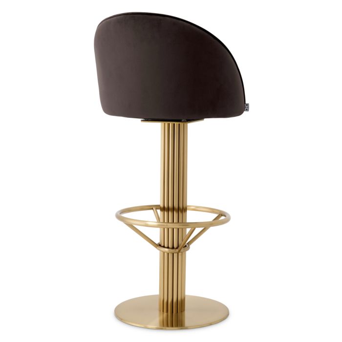 Chaise de bar en velours gris | Eichholtz Dorland