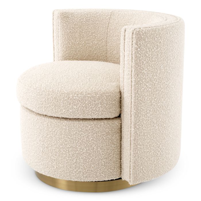 Fauteuil pivotant bouclé crème | Eichholtz Amanda