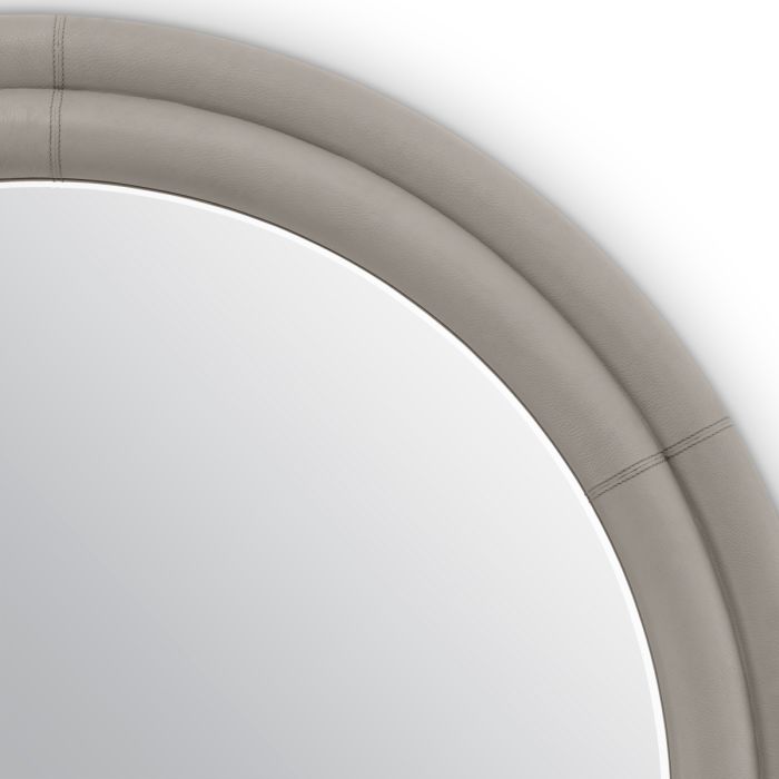 Miroir rond en cuir gris | Eichholtz Bastioni