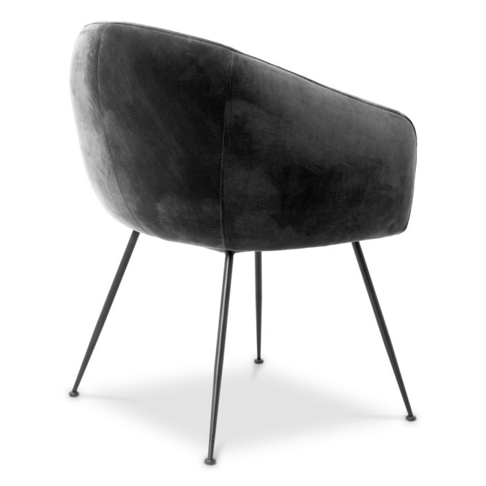 Chaise de salle à manger en velours noir | Eichholtz Elbury