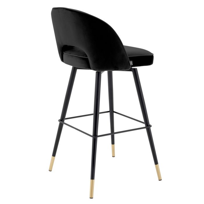 Chaise de bar en velours noir (lot de 2) | Eichholtz Cliff