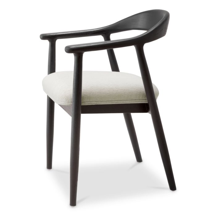 Chaise de salle à manger noire en tissu crème | Eichholtz Beale