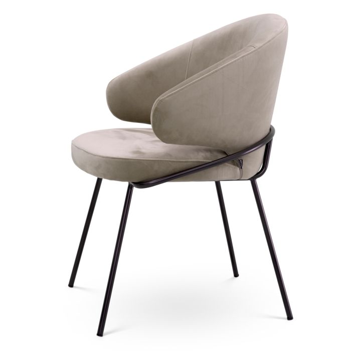 Chaise de salle à manger en velours greige | Eichholtz Kinley