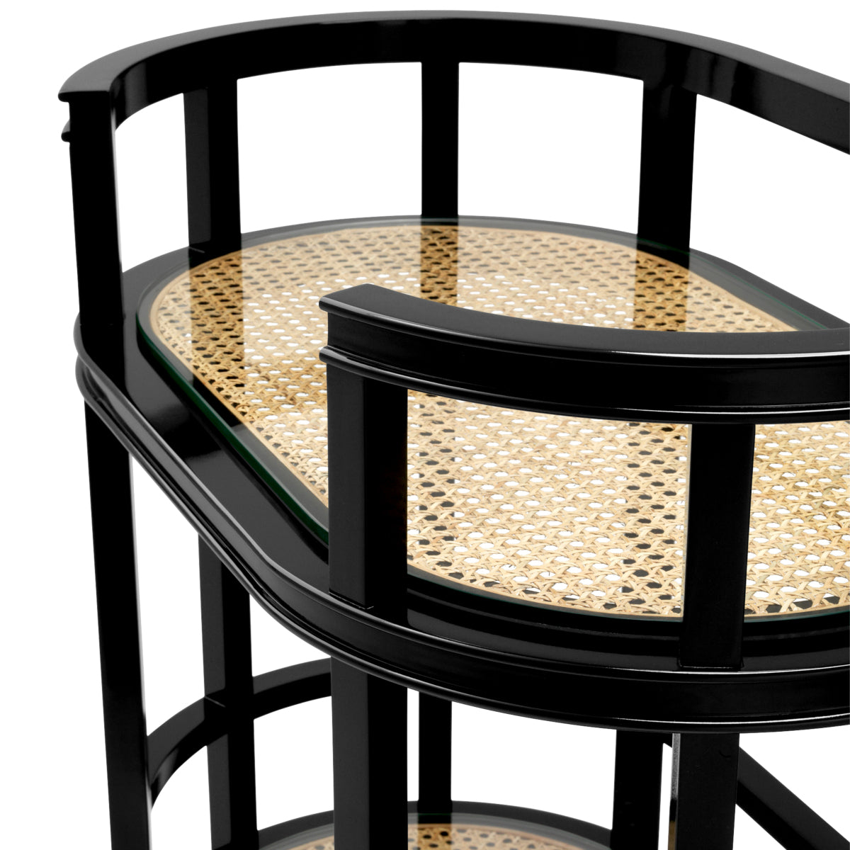 Trolley en finition noir et canne naturelle | Eichholtz Bahamas - vue d'ambiance | REMO-HOME