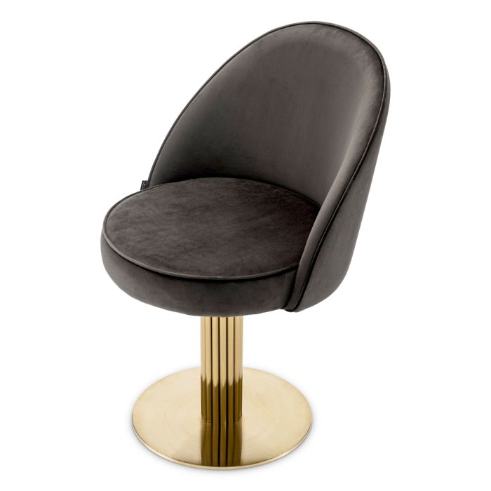 Chaise de salle à manger pivotante en velours gris | Eichholtz Dorland