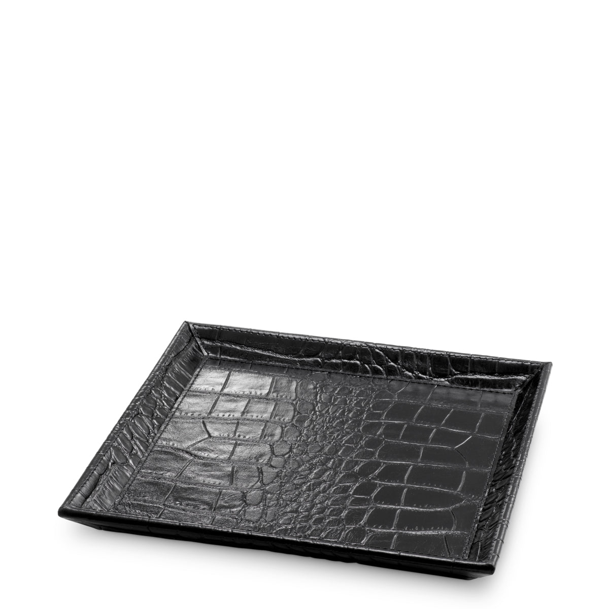 Plateau de bureau en cuir noir embossé croco | Eichholtz Scaleo - vue d'ambiance | REMO-HOME