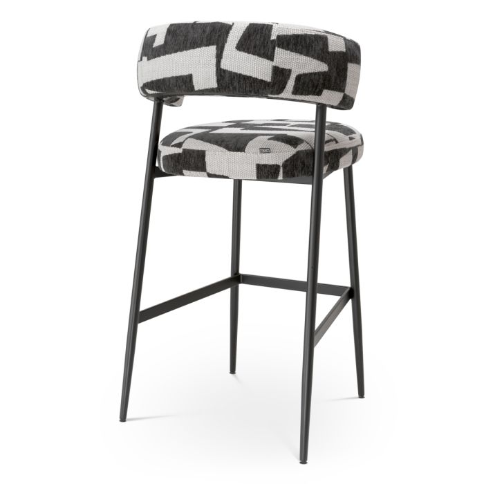Chaise de bar en tissu noir et blanc | Eichholtz Folsom