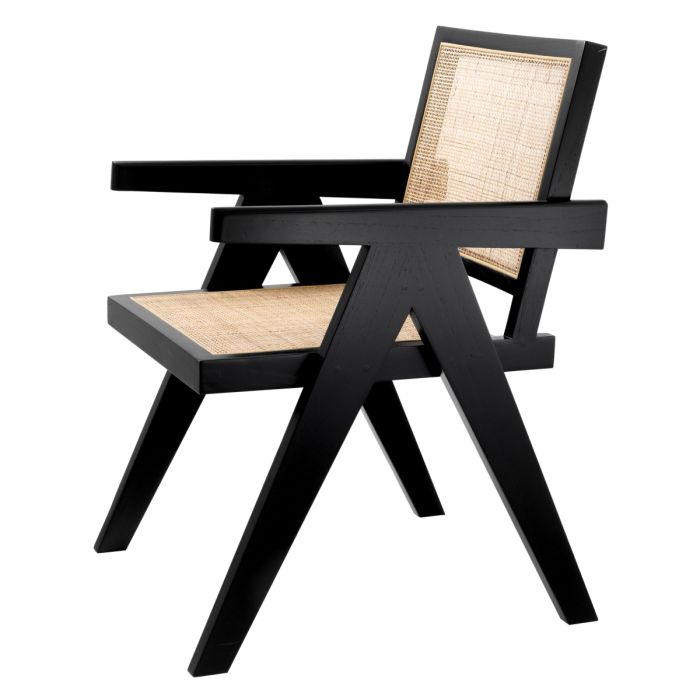 Chaise de salle à manger noire en rotin | Eichholtz Aristide