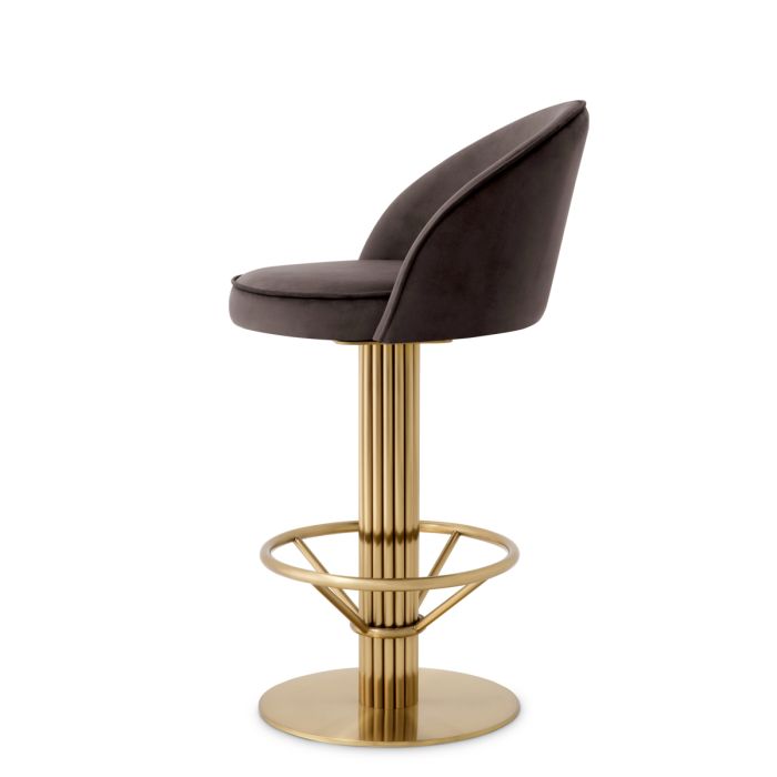 Chaise de comptoir en velours gris | Eichholtz Dorland