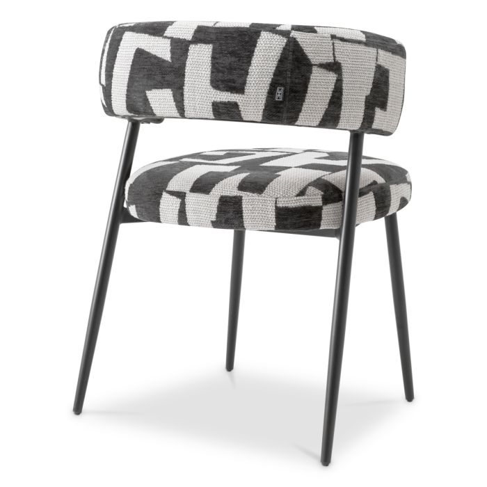 Chaise de salle à manger en tissu noir et blanc | Eichholtz Folsom