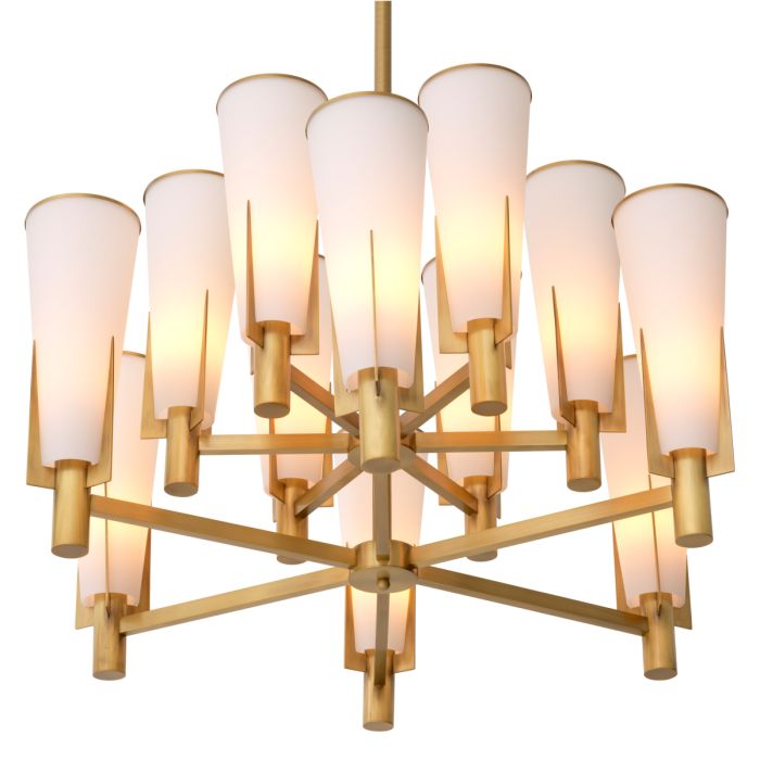 Lustre doré en verre blanc | Eichholtz Dino Double