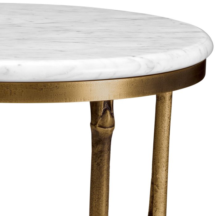 Table d'appoint dorée en marbre blanc | Eichholtz Pigna