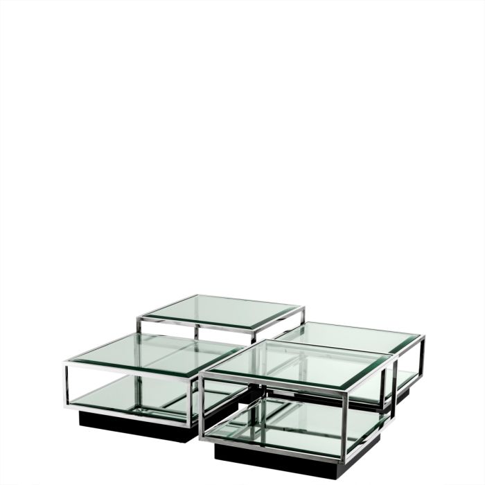 Table basse argentée en verre (lot de 4) | Eichholtz Tortona