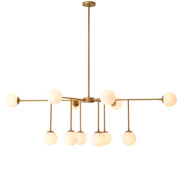 Lustre doré en verre blanc | Eichholtz Aram