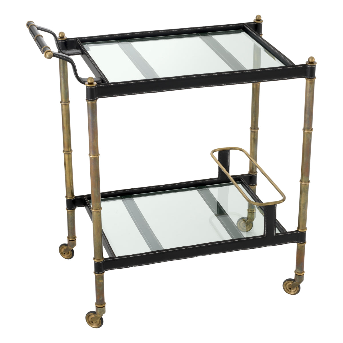 Trolley en laiton vintage et cuir noir | Eichholtz Princess - vue d'ambiance | REMO-HOME