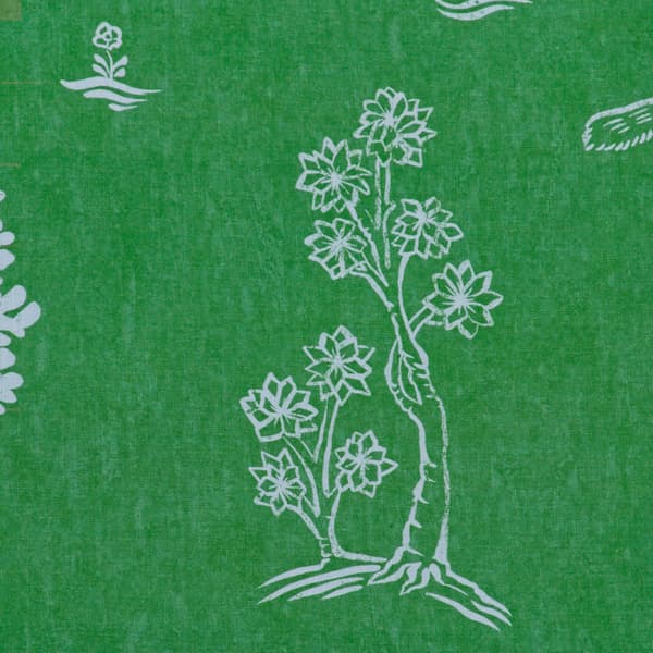 Tissu d'ameublement Friendly Folk Basil Outdoor Green | Andrew Martin - vue principale | REMO-HOME