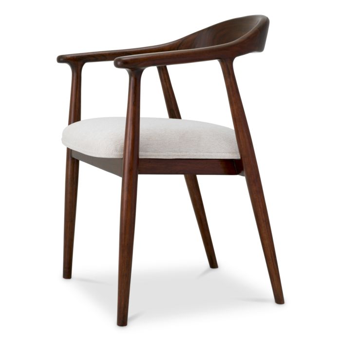Chaise de salle à manger marron en tissu crème | Eichholtz Beale
