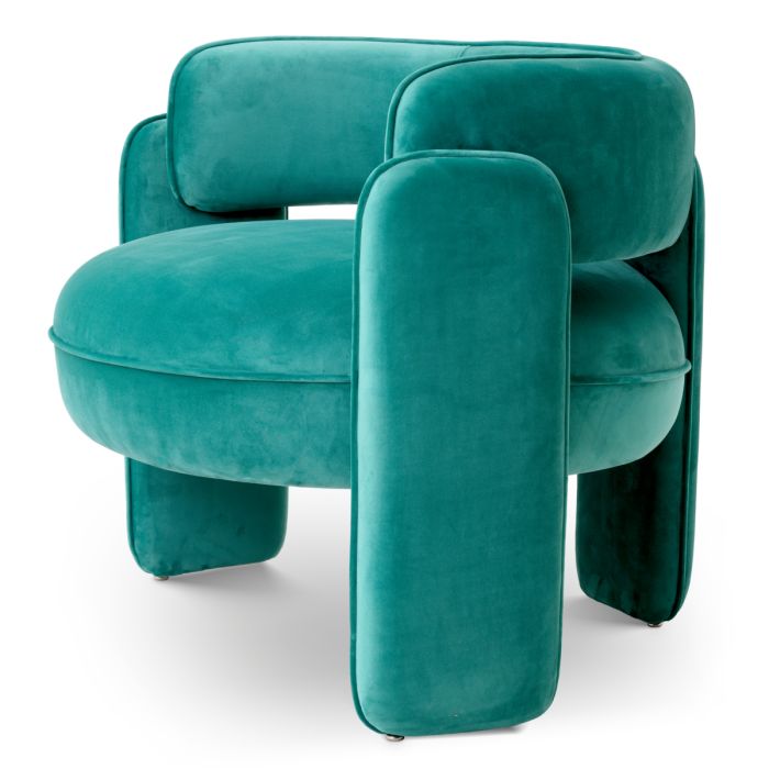 Fauteuil en velours turquoise | Eichholtz Chaplin
