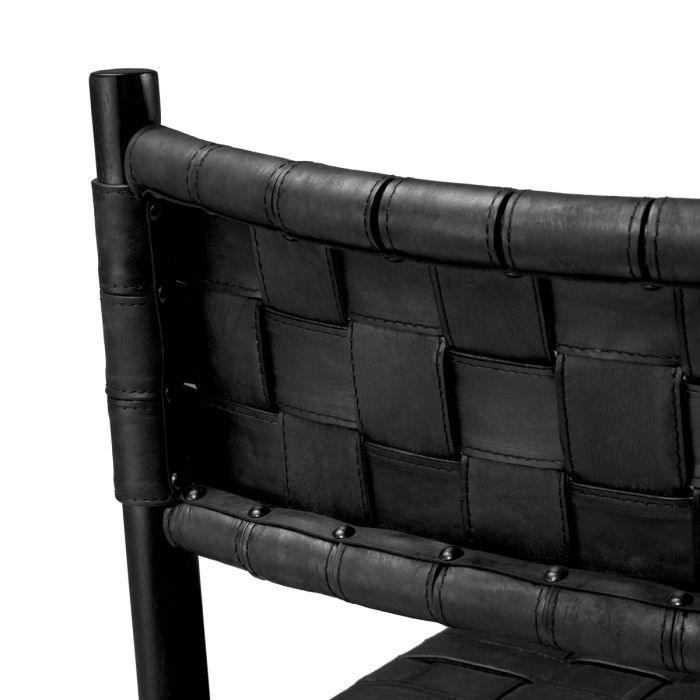 Chaise de salle à manger avec accoudoirs en cuir noir | Eichholtz Tiberio
