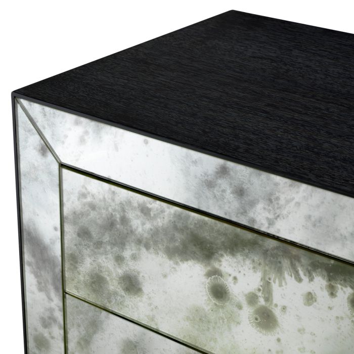 Table de chevet en chêne gris anthracite et verre miroir | Eichholtz Bogart