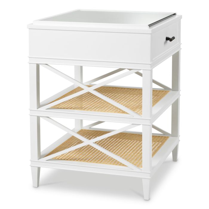 Table de chevet blanche en rotin | Eichholtz Bahamas