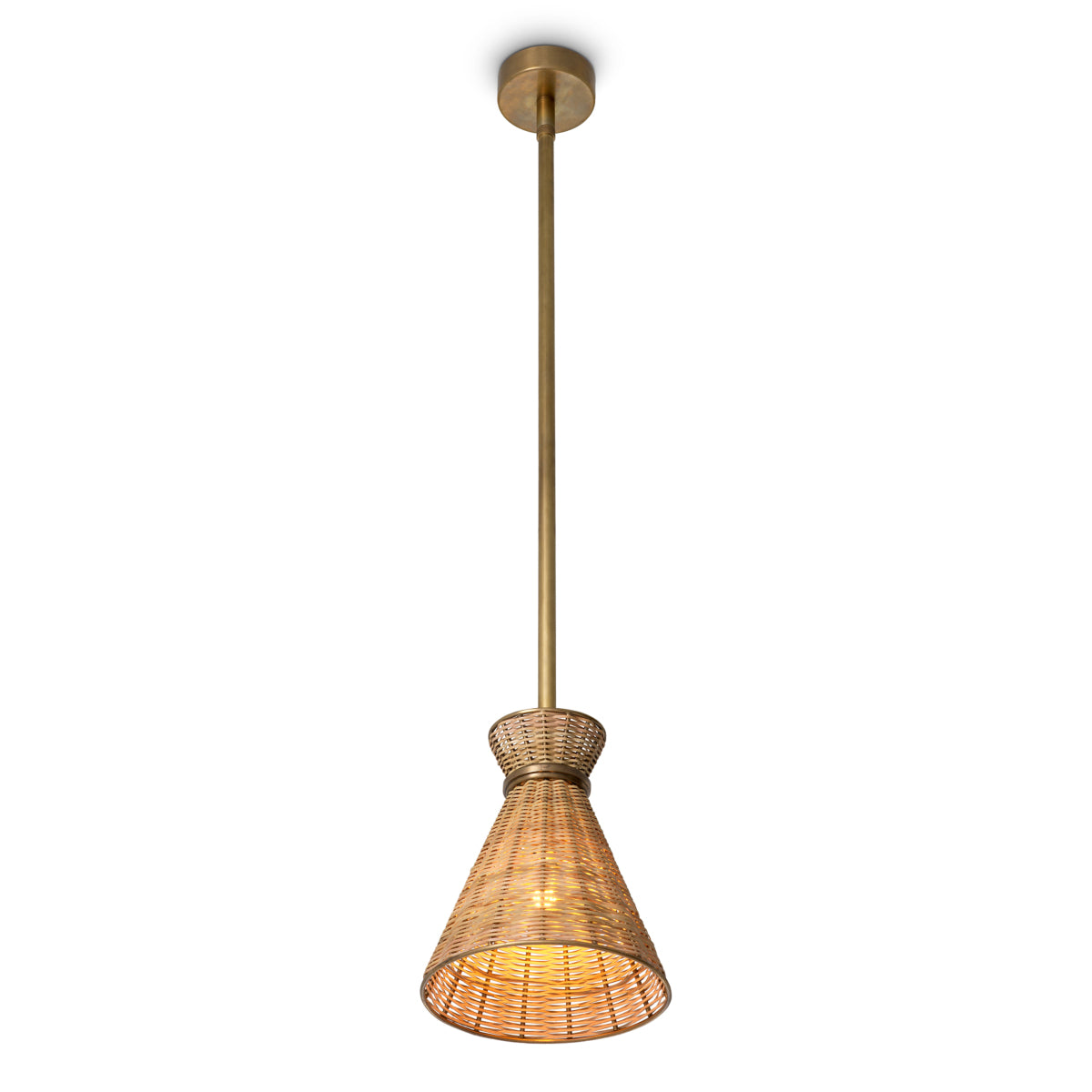 Suspension en laiton vintage et rotin naturel | Eichholtz Kon Tiki - vue d'ambiance | REMO-HOME
