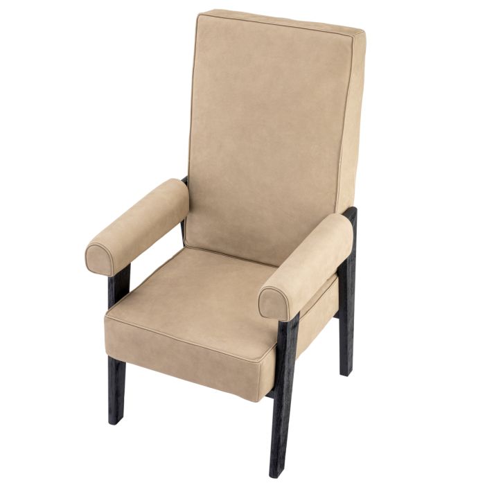 Fauteuil haut en nubuck beige | Eichholtz Felippe