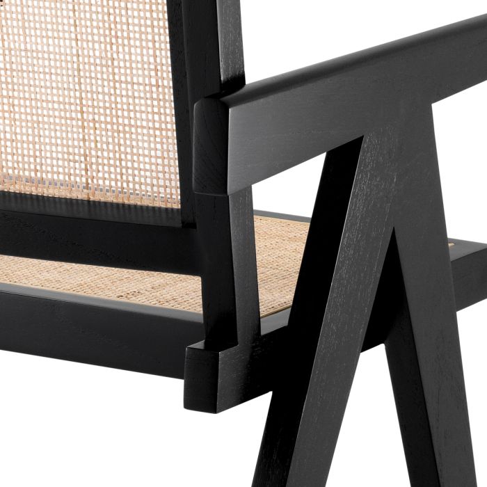 Chaise de salle à manger noire en rotin | Eichholtz Aristide
