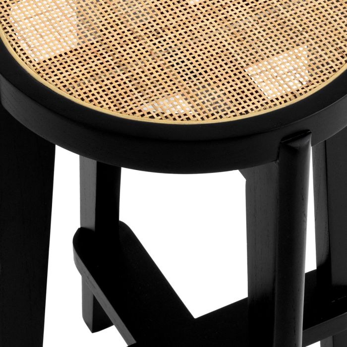 Tabouret de bar noir en rotin | Eichholtz Dareau L