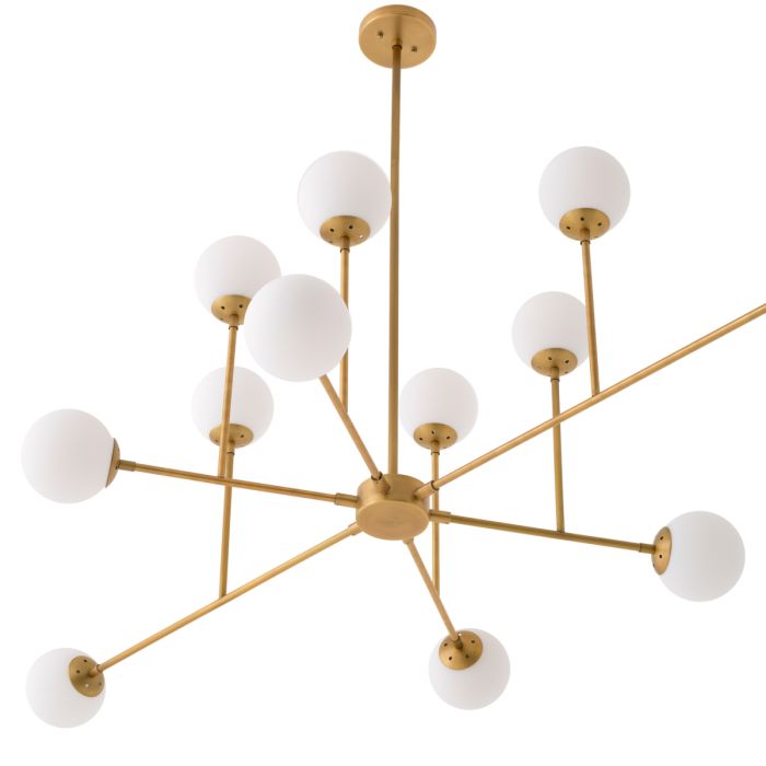 Lustre doré en verre blanc | Eichholtz Aram