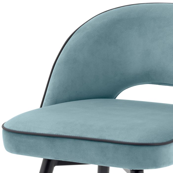 Chaise de comptoir en velours bleu (lot de 2) | Eichholtz Cliff