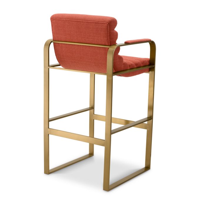 Chaise de bar dorée en tissu orange | Eichholtz Olsean