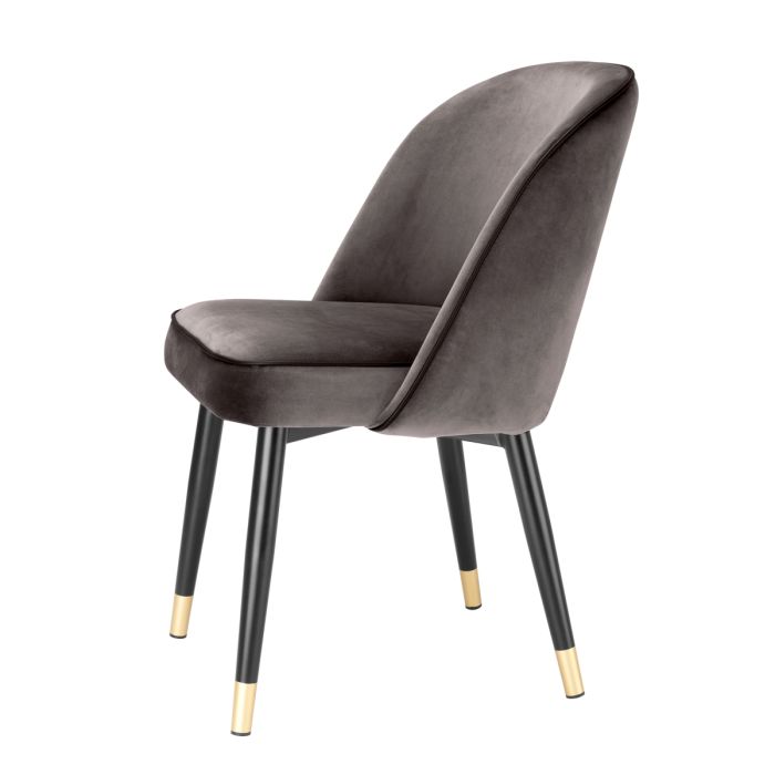 Chaise de salle à manger en velours gris (lot de 2) | Eichholtz Cliff