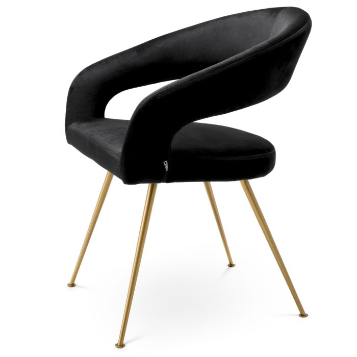 Chaise de salle à manger en velours noir | Eichholtz Bravo
