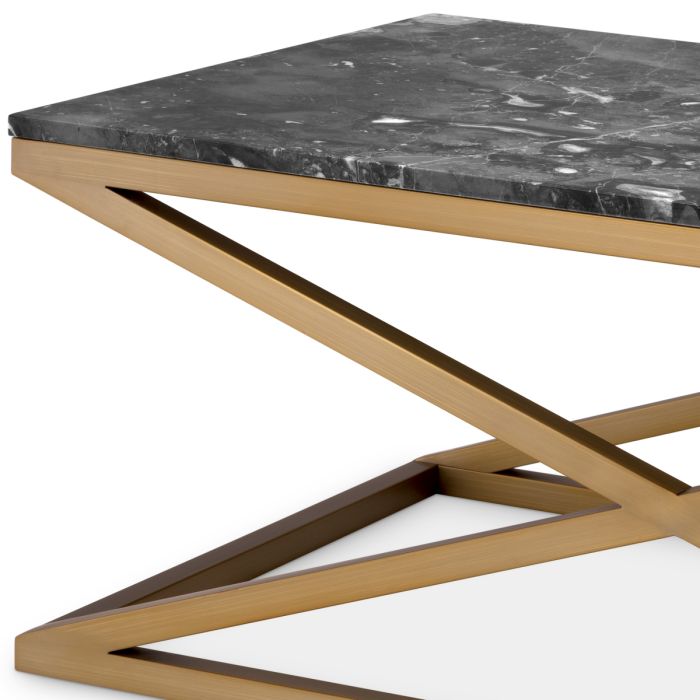 Table basse dorée en marbre gris | Eichholtz Criss Cross