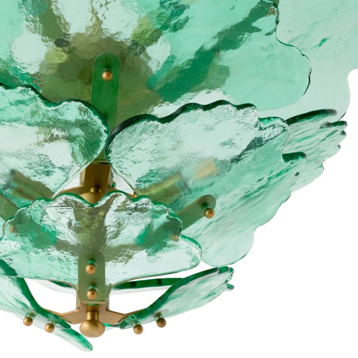 Lustre doré en verre transparent vert | Eichholtz Florina