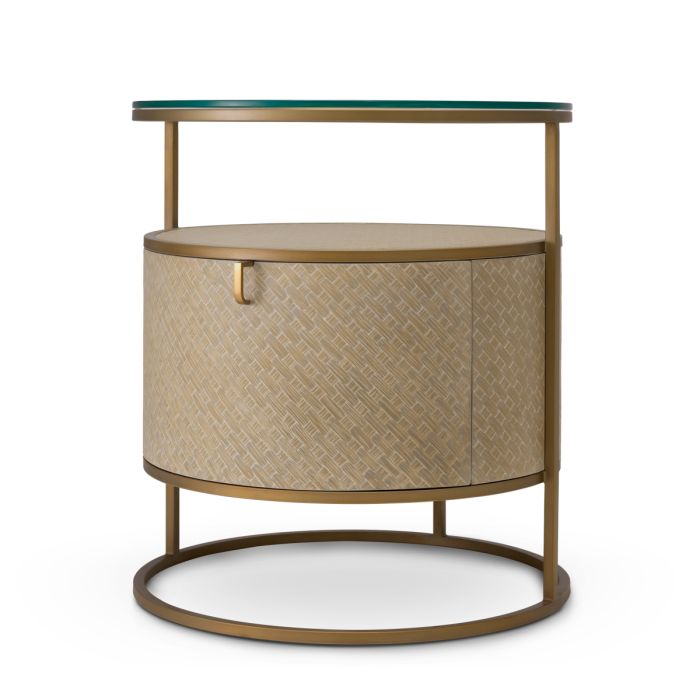 Table de chevet en chêne tressé beige | Eichholtz Napa Valley
