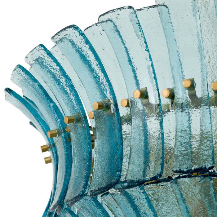 Lustre doré en verre bleu | Eichholtz Toscano