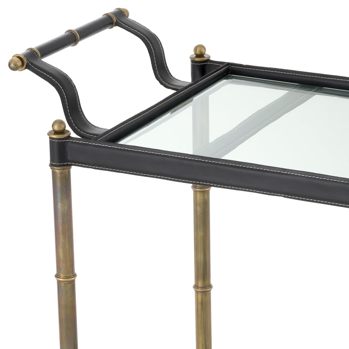Trolley en laiton vintage et cuir noir | Eichholtz Princess - vue d'ambiance | REMO-HOME