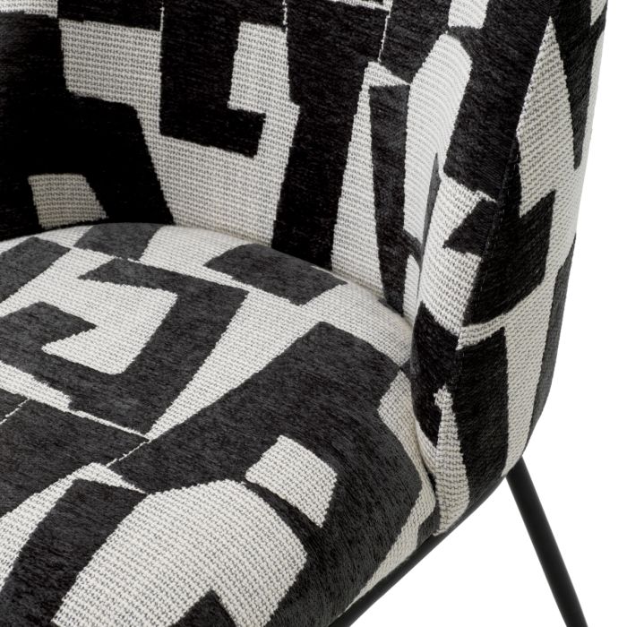 Chaise de salle à manger en tissu noir et blanc | Eichholtz Caleb