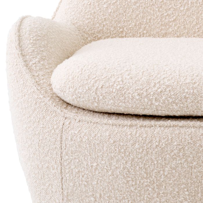 Fauteuil pivotant bouclé crème | Eichholtz Cupido