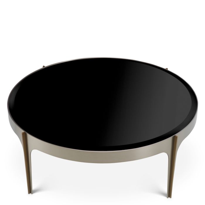 Table basse en verre noir et métal brossé | Eichholtz Artemisa S