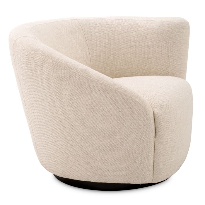 Fauteuil pivotant en tissu blanc écru | Eichholtz Colin R