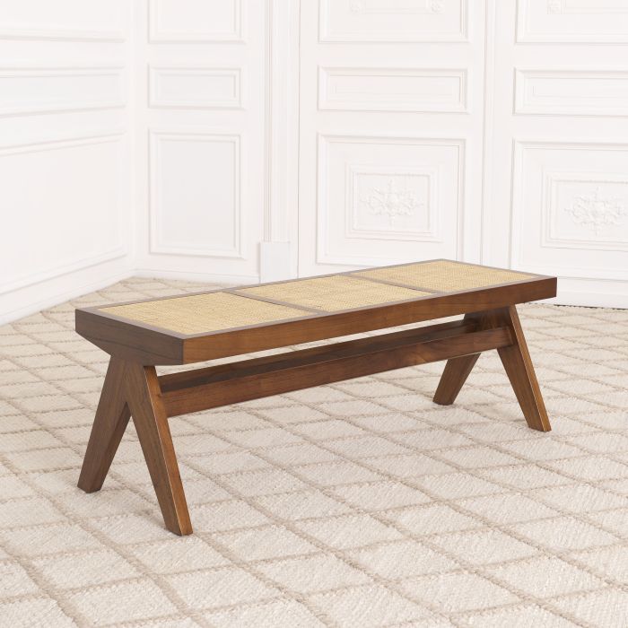 Banc en rotin et en bois marron | Eichholtz Arnaud