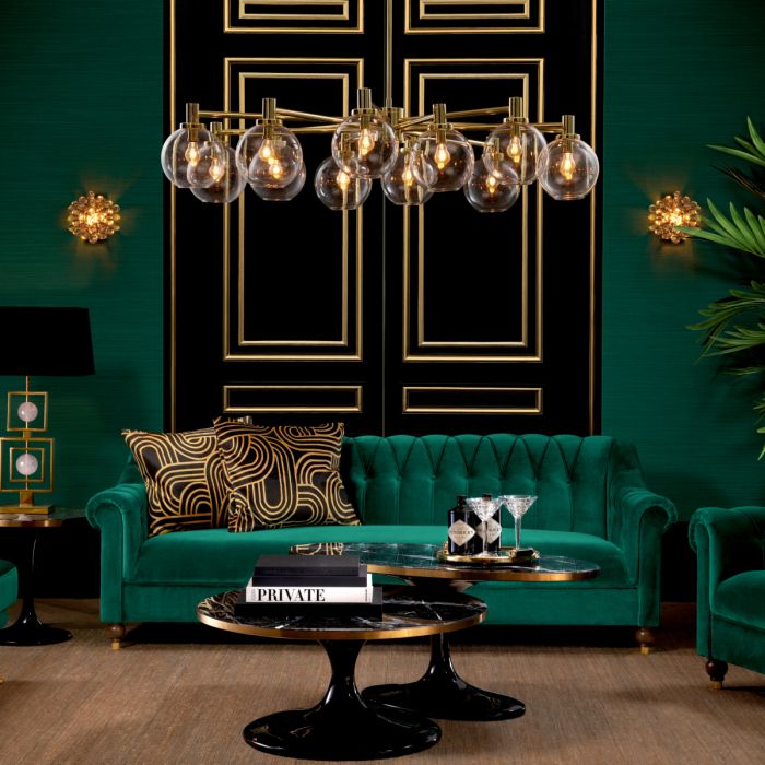 Lustre doré en verre transparent | Eichholtz Selva