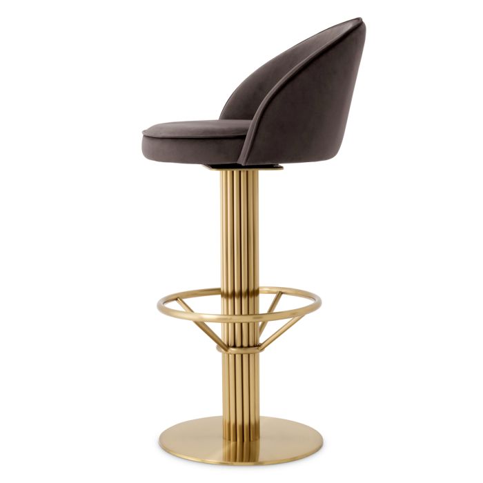 Chaise de bar en velours gris | Eichholtz Dorland