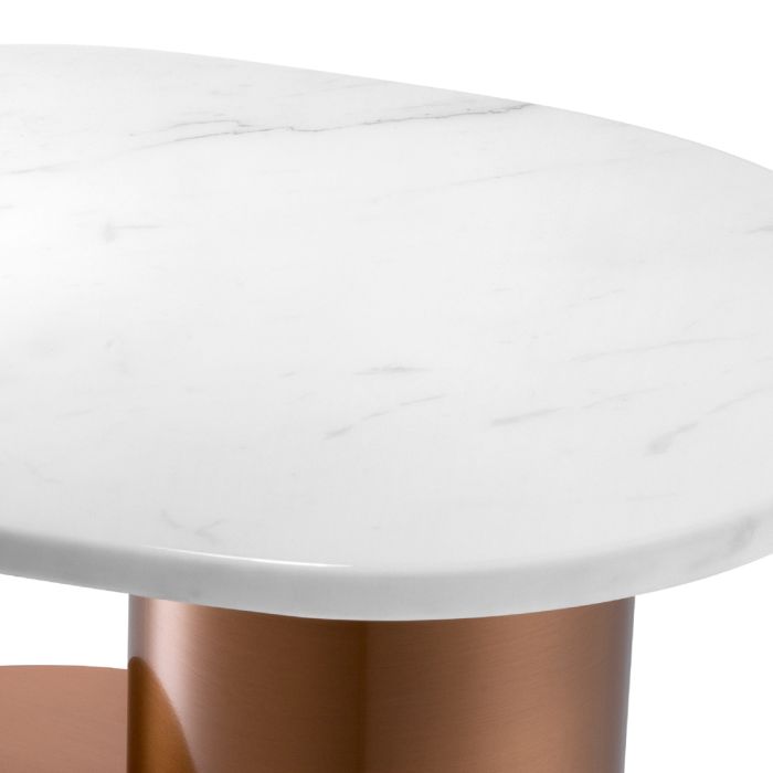 Table d'appoint cuivrée en marbre blanc | Eichholtz Tosca