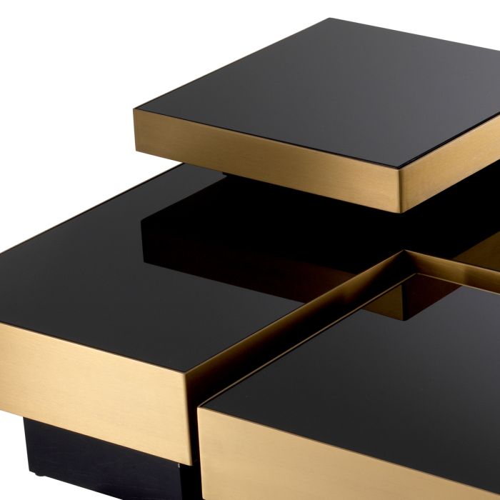 Table basse dorée en verre noir (lot de 4) | Eichholtz Nio