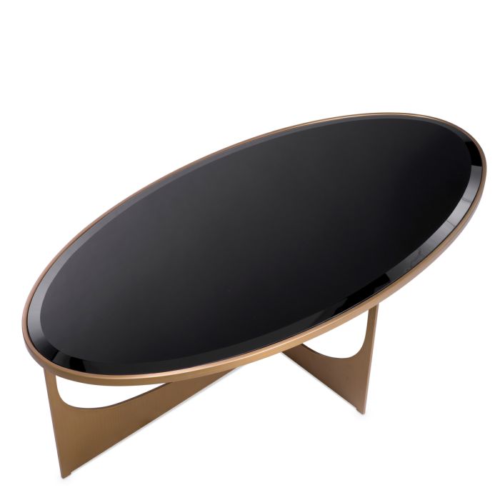 Table basse en laiton brossé et verre noir | Eichholtz Elegance