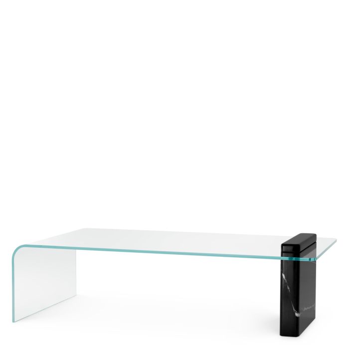 Table basse en marbre noir et verre transparent | Eichholtz Stonecrest